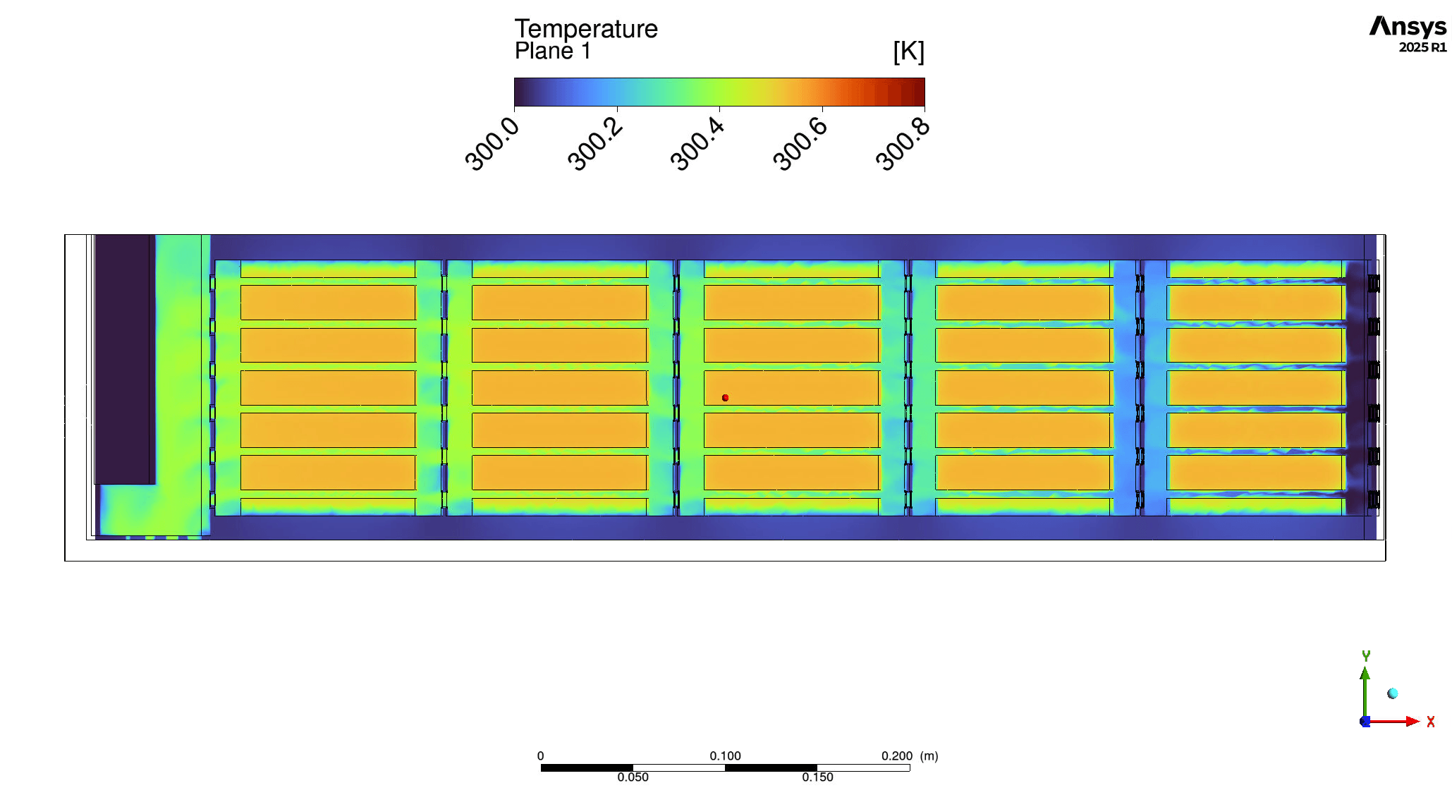 Temperature Slice through the Accumulator, showing the temperature distribution