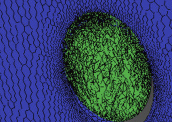 Infinitely thin fan face, with overlapping cells in front and behind